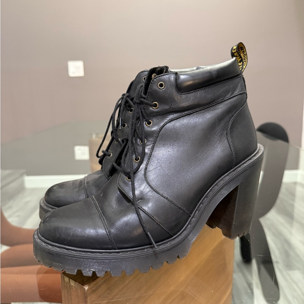 Dr. Martens Averil Leather Black Lace Up Boots